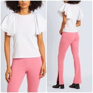 NWT 8 by YOOX Organic Cotton Ruffle Sleeve Top | Made in Italy | L